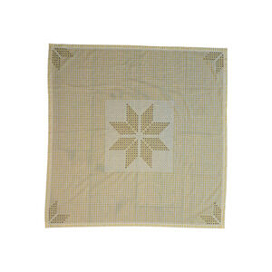 Vintage Cottagecore Yellow Gingham Embroidered Table Cloth Square